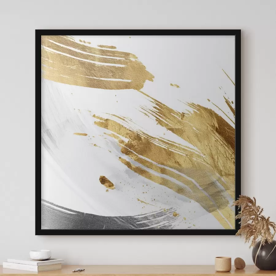 Fototapet Dynamické tahy v bílé a žlutošedé barvě f45866