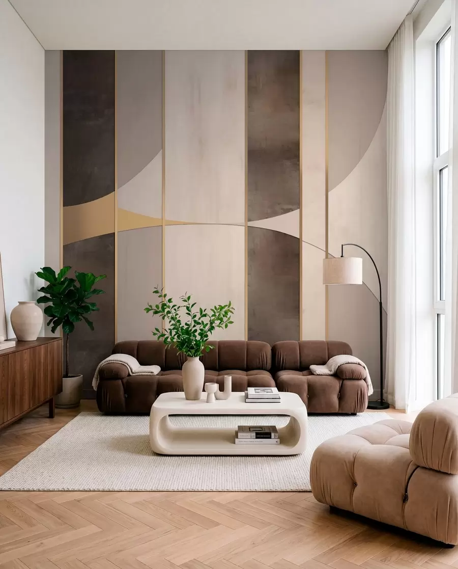 Fototapet Geometrické panely s oblouky a šampaňskými akcenty w04616
