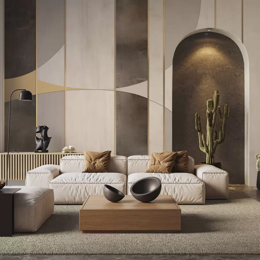 Fototapet Geometrické panely s oblouky a šampaňskými akcenty w04616