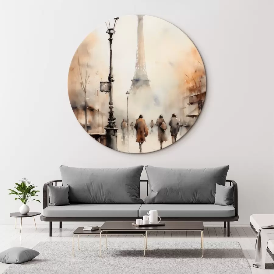 Obraz Deštivý podzimní den v Paříži s Eiffelovou věží v pozadí a vintage pouličními lampami Č. r45931