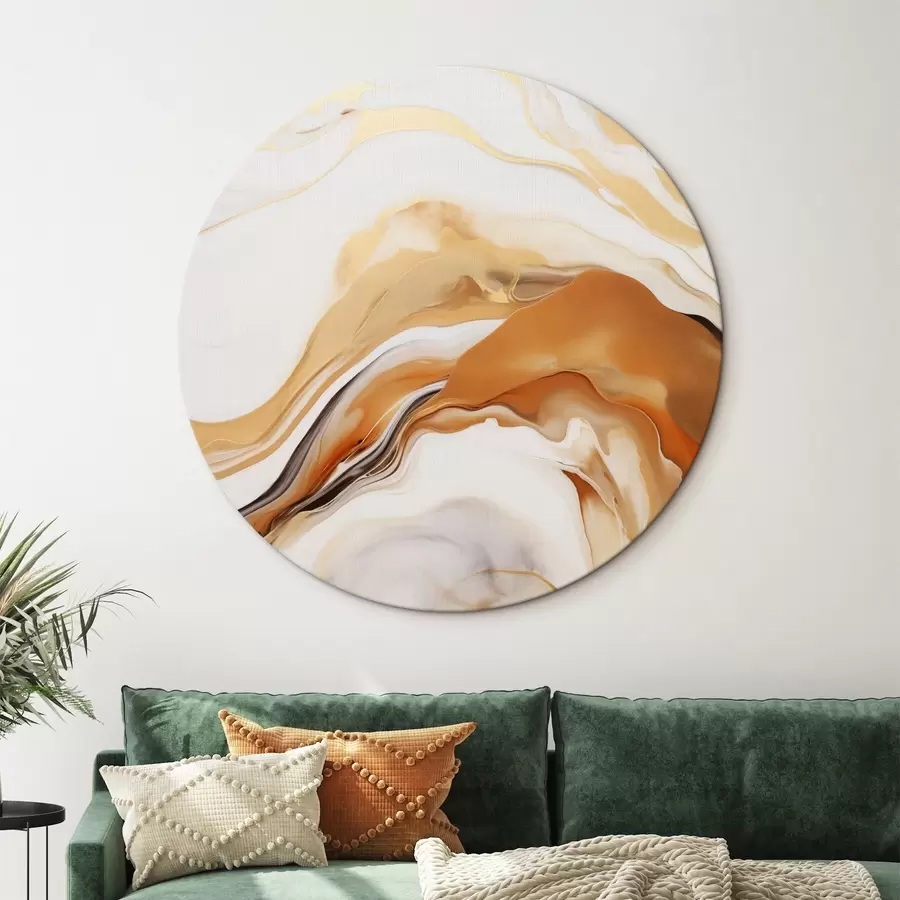 Obraz Abstraktní malba s plynulými tvary v odstínech bílé, oranžové a hnědé, minimalistická Č. r45938