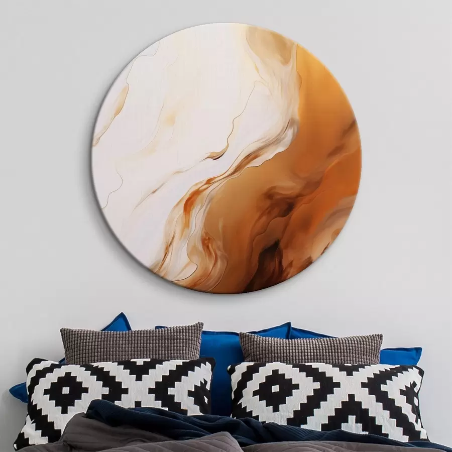 Obraz Abstraktní malba v bílé a oranžové barvě, fluidní umění s vlnitými liniemi, moderní umění Č. r45939