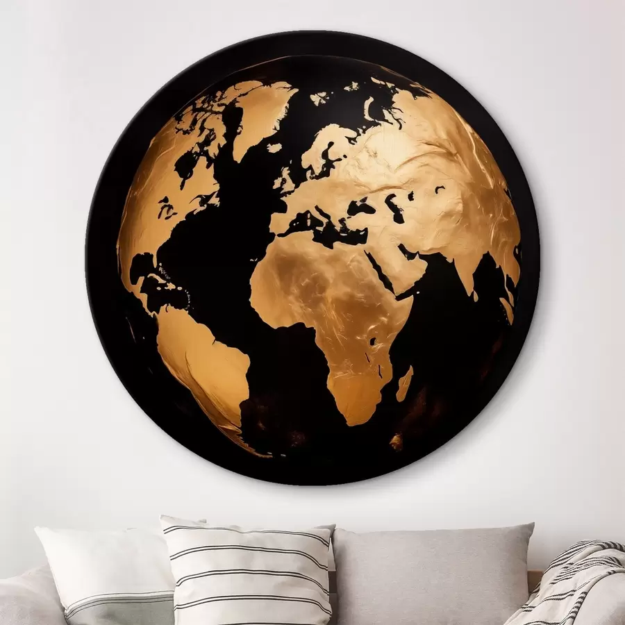 Obraz Žlutý texturovaný abstraktní zeměkoule, planeta na černém pozadí, moderní minimalistické umění Č. r45942