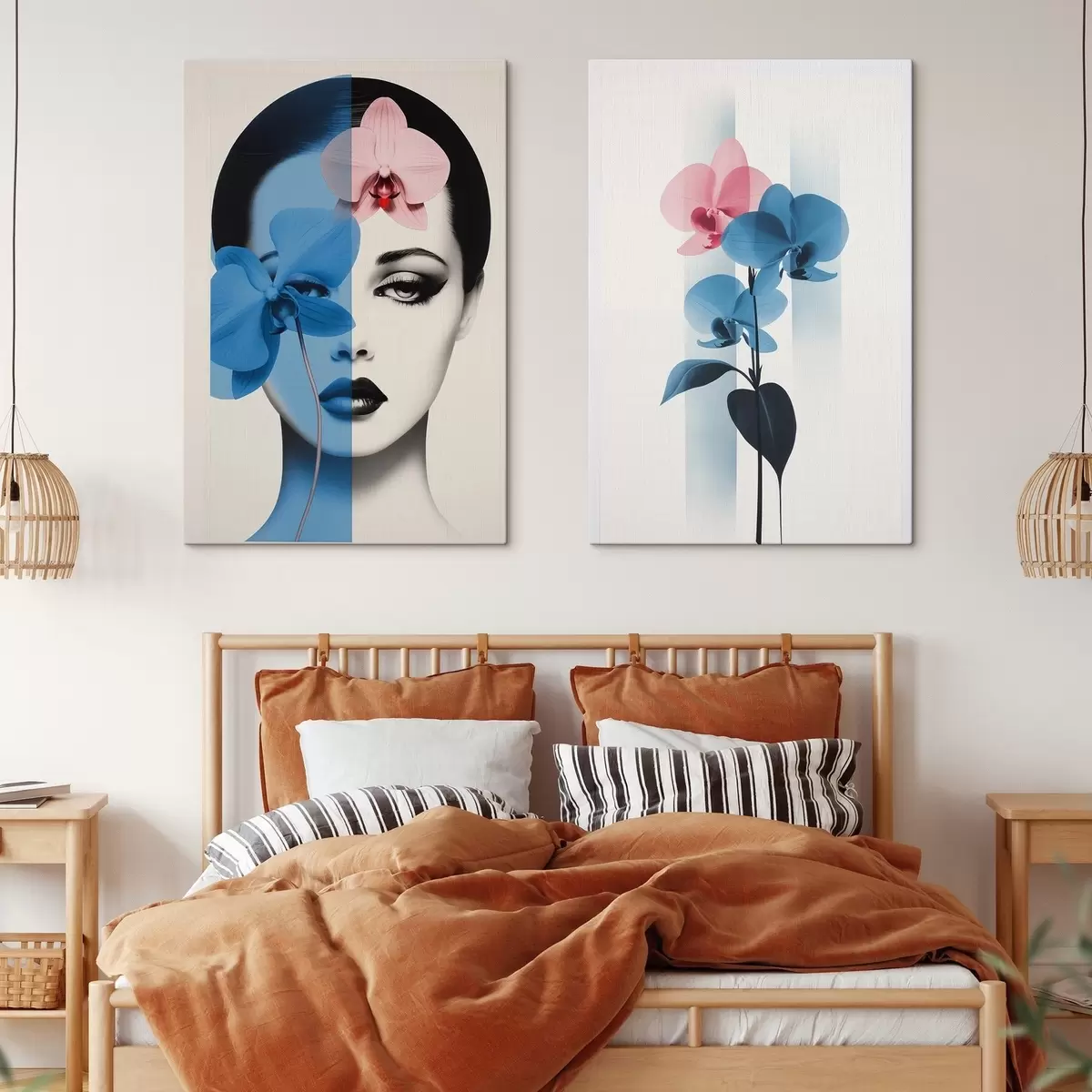 Obraz Abstraktní umělecký portrét ženy s orchidejemi Č. m00818