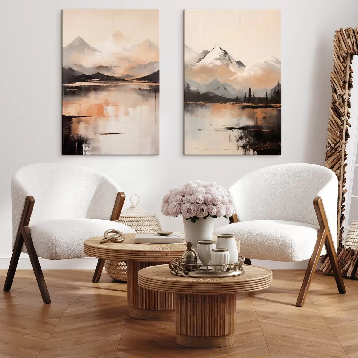 Obraz Krajinářský obraz s texturou napodobující hory a jezero Č. m00831