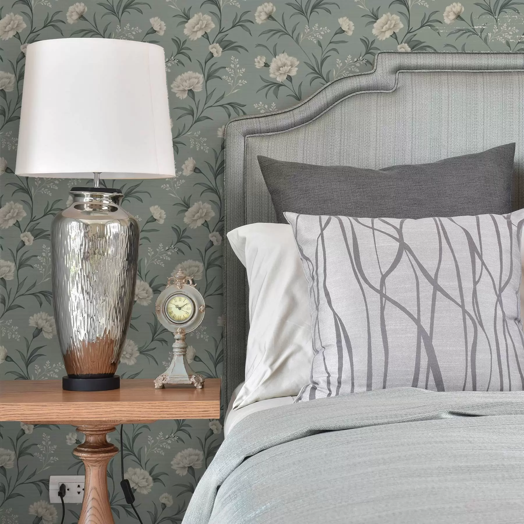 Fototapet Pudrové karafiáty na šedozeleném pozadí, rafinovaný potisk a00610