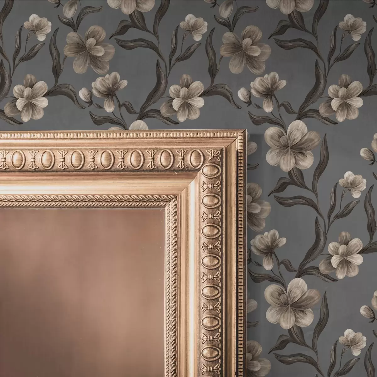 Tapety Béžové květy na grafitově šedém pozadí a00626v4