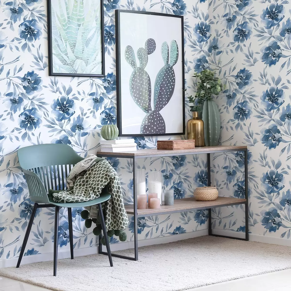 Tapety Akvarelové indigové pivoňky na bílém pozadí a00641