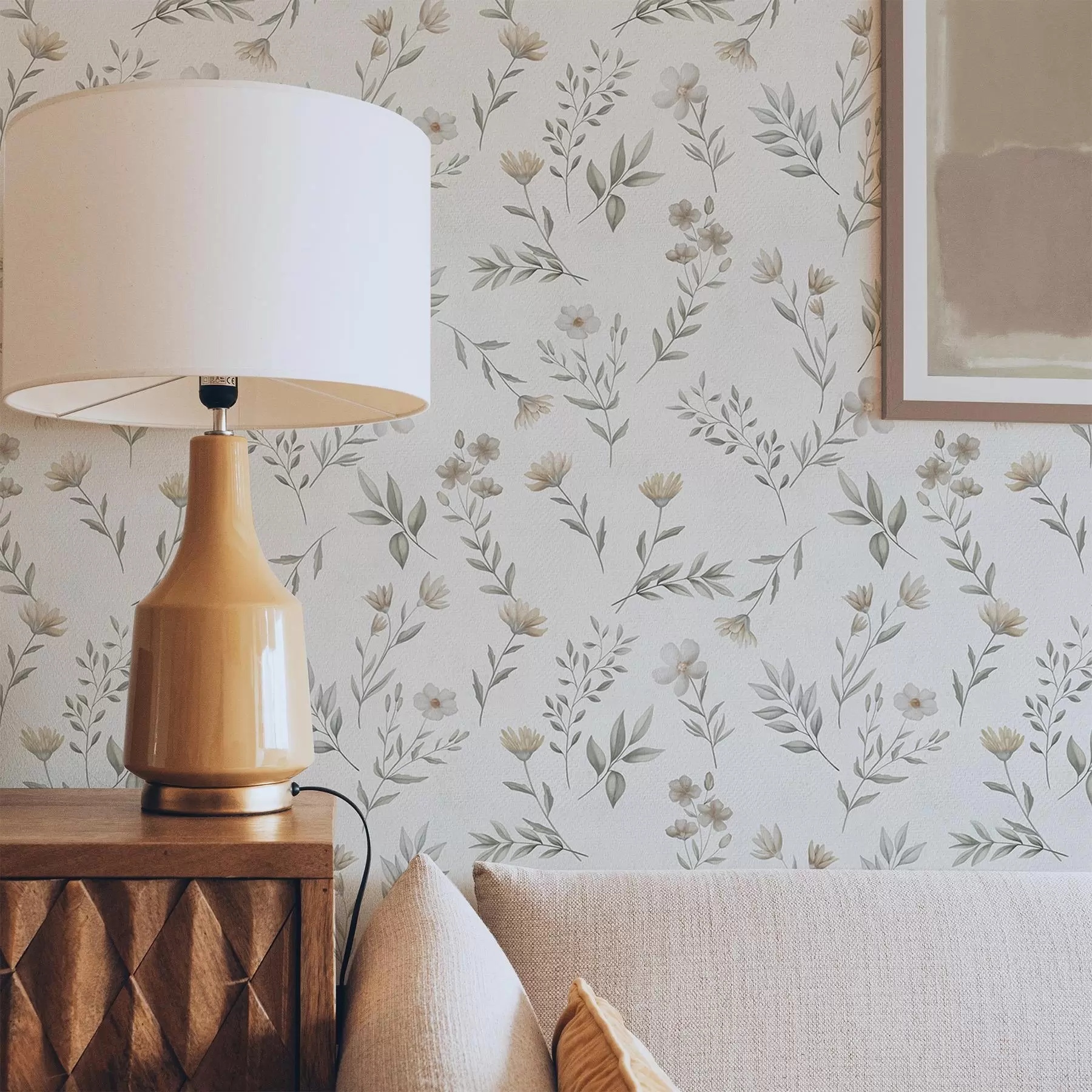 Fototapet Malé akvarelové větvičky a květiny na světlém pozadí a00665