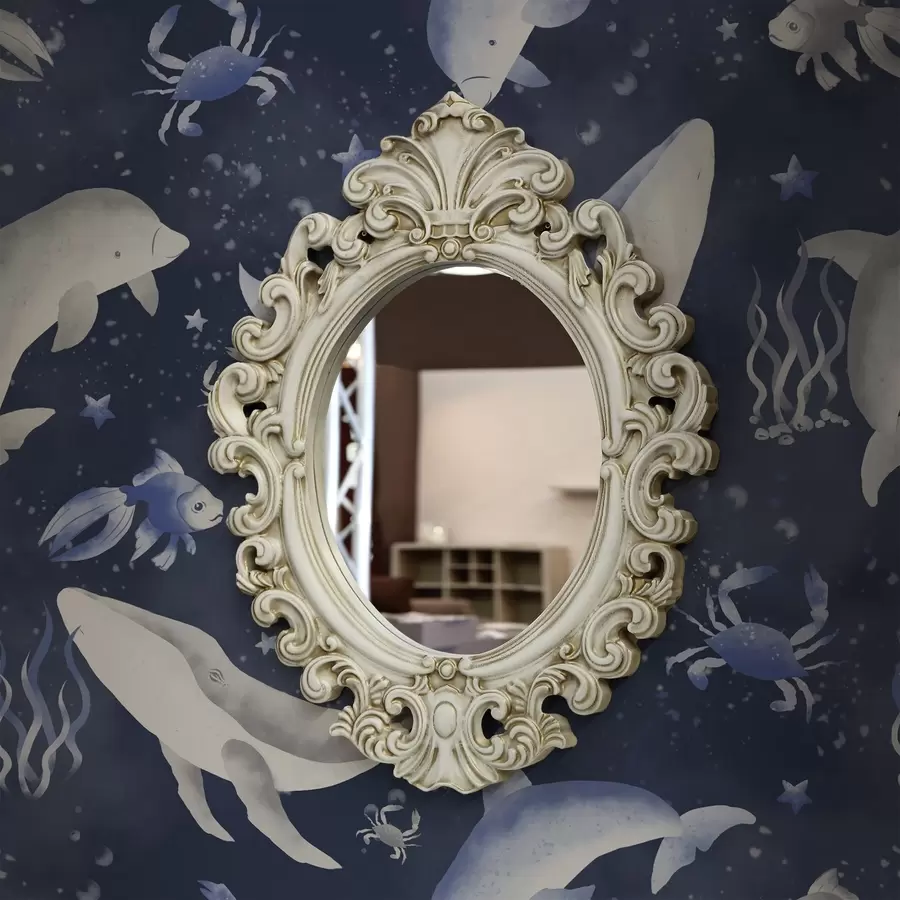 Fototapet Mořské velryby, delfíni a krabi na tmavě modrém pozadí a00720