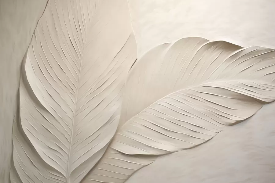 Fototapet Reliéfní béžové listy s jemnými stíny w04614