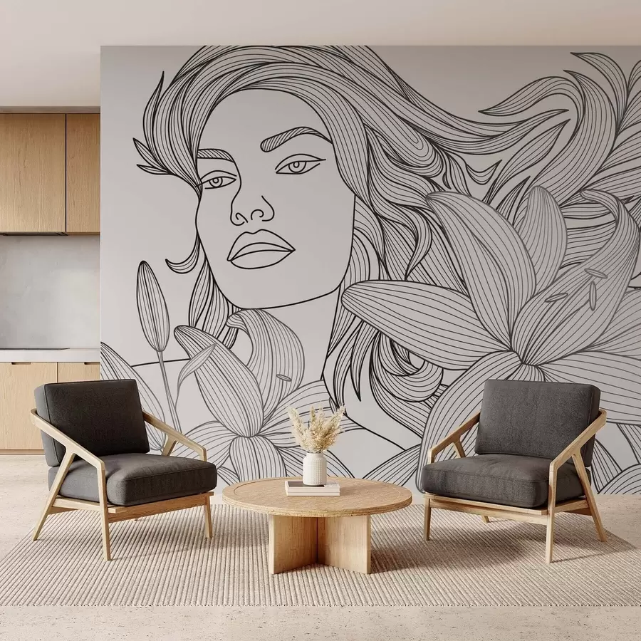 Fototapet Portrét dívky v liliích w04689