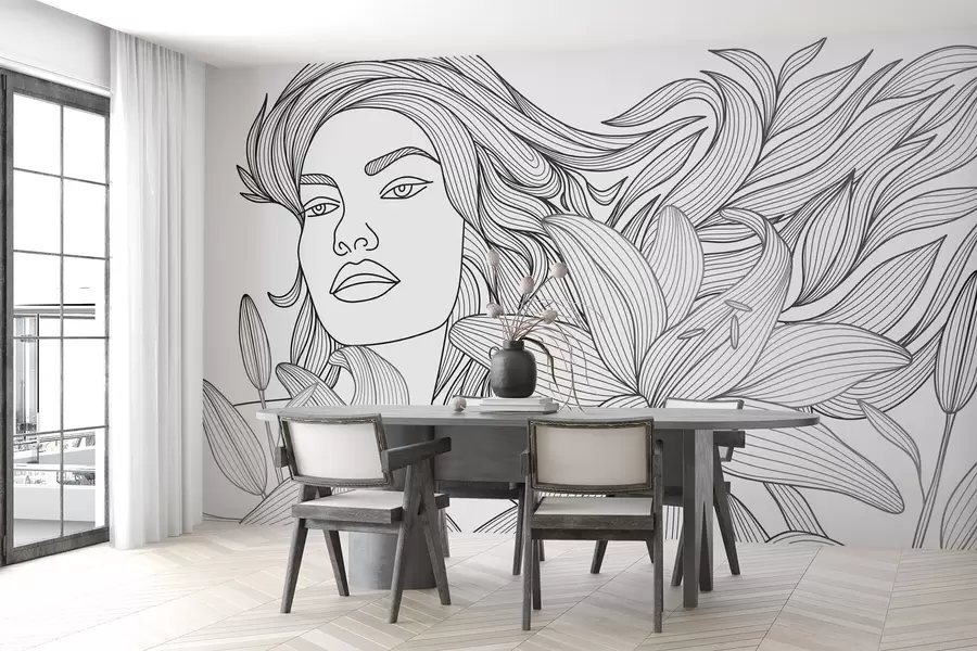 Fototapet Portrét dívky v liliích w04689