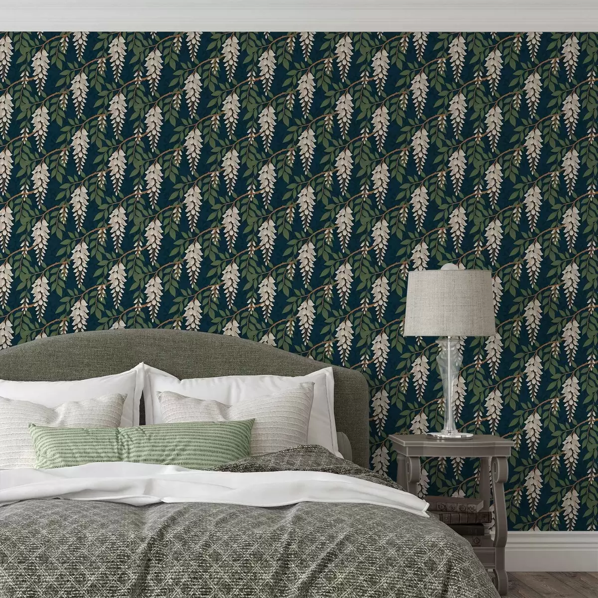 Tapety Slonovinová vistárie na tmavě modrozeleném pozadí a00694v1