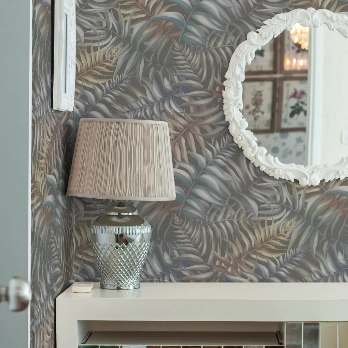 Tapety Vrstvené palmové listy v tlumených tónech a00789