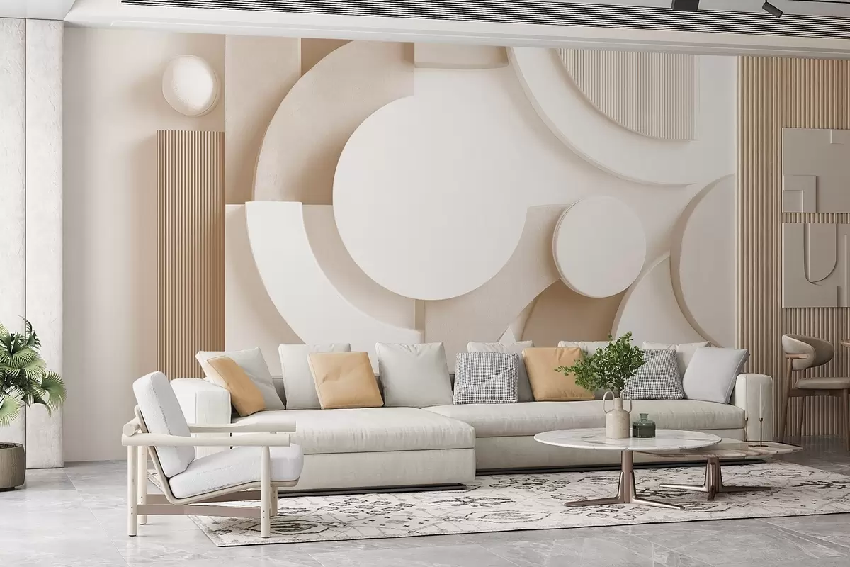 Fototapet Moderní objemová abstrakce v béžových odstínech w09441v1