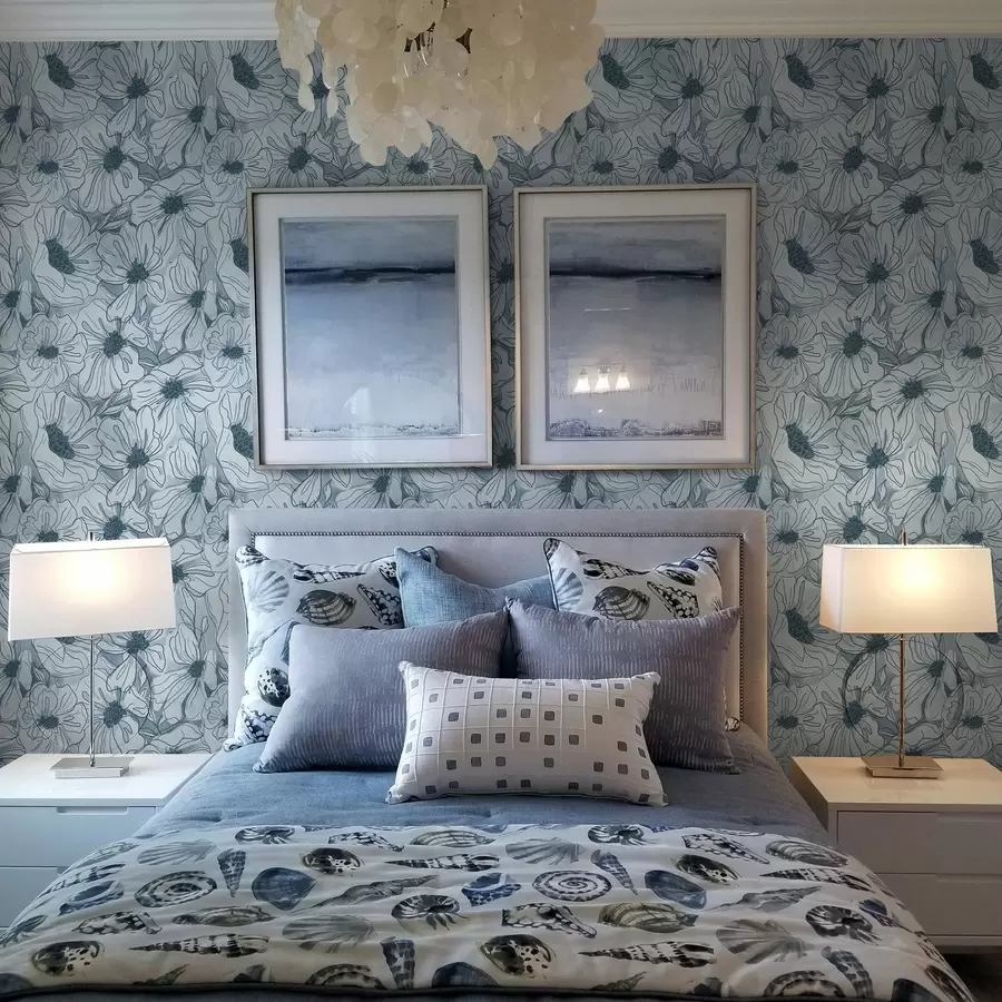 Fototapet Lineární květiny v chladné šedo-modré paletě a00636v2