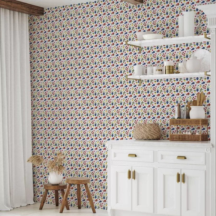 Fototapet Jasný ovocný botanický vzor na bílém pozadí a00637v1