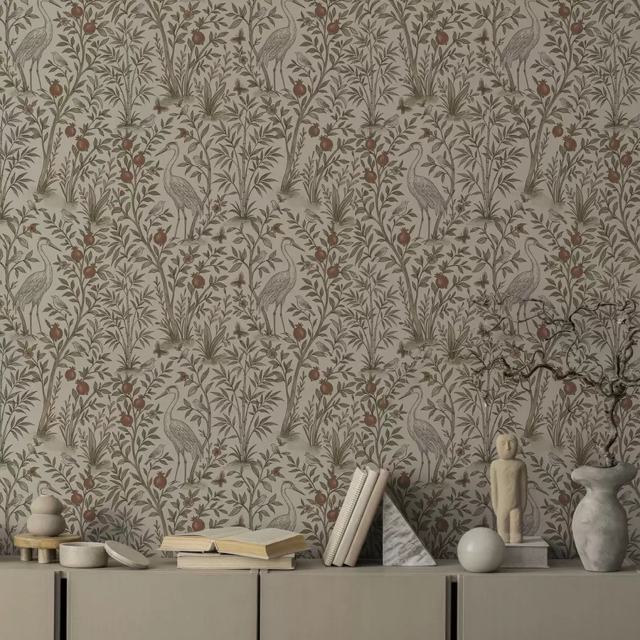 Fototapet Ptáci mezi granátovníky v přírodním prostředí a00699