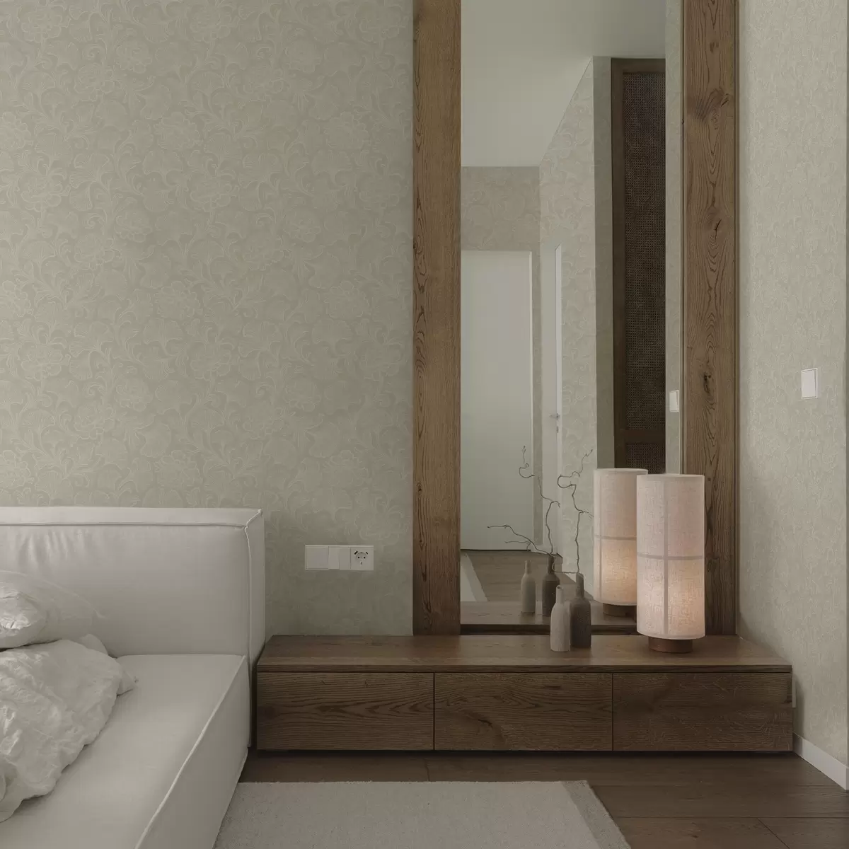 Tapety Světelný vzor s ginkgem a pivoňkami a00700