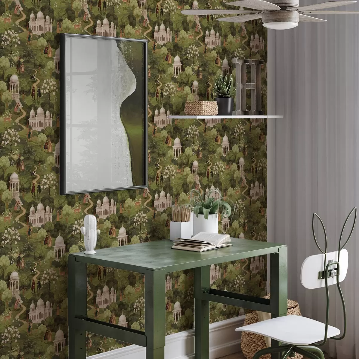 Tapety Parková scéna se stromy a architekturou v krajinném stylu a00705