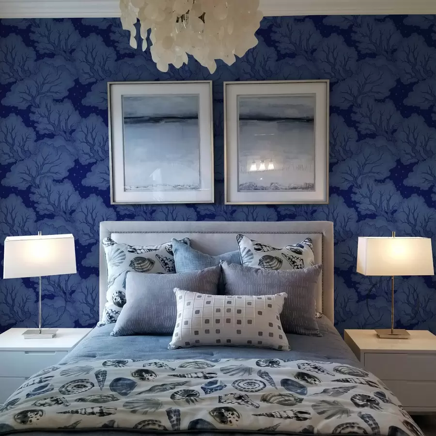 Fototapet Siluety stromů pod hvězdnou oblohou v odstínech modré barvy a00798