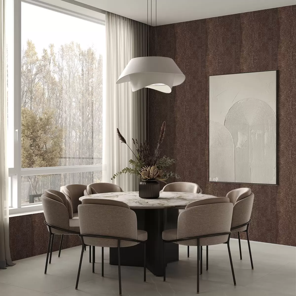 Tapety Vlnitý abstraktní vzor v teplých hnědých tónech a00804v1