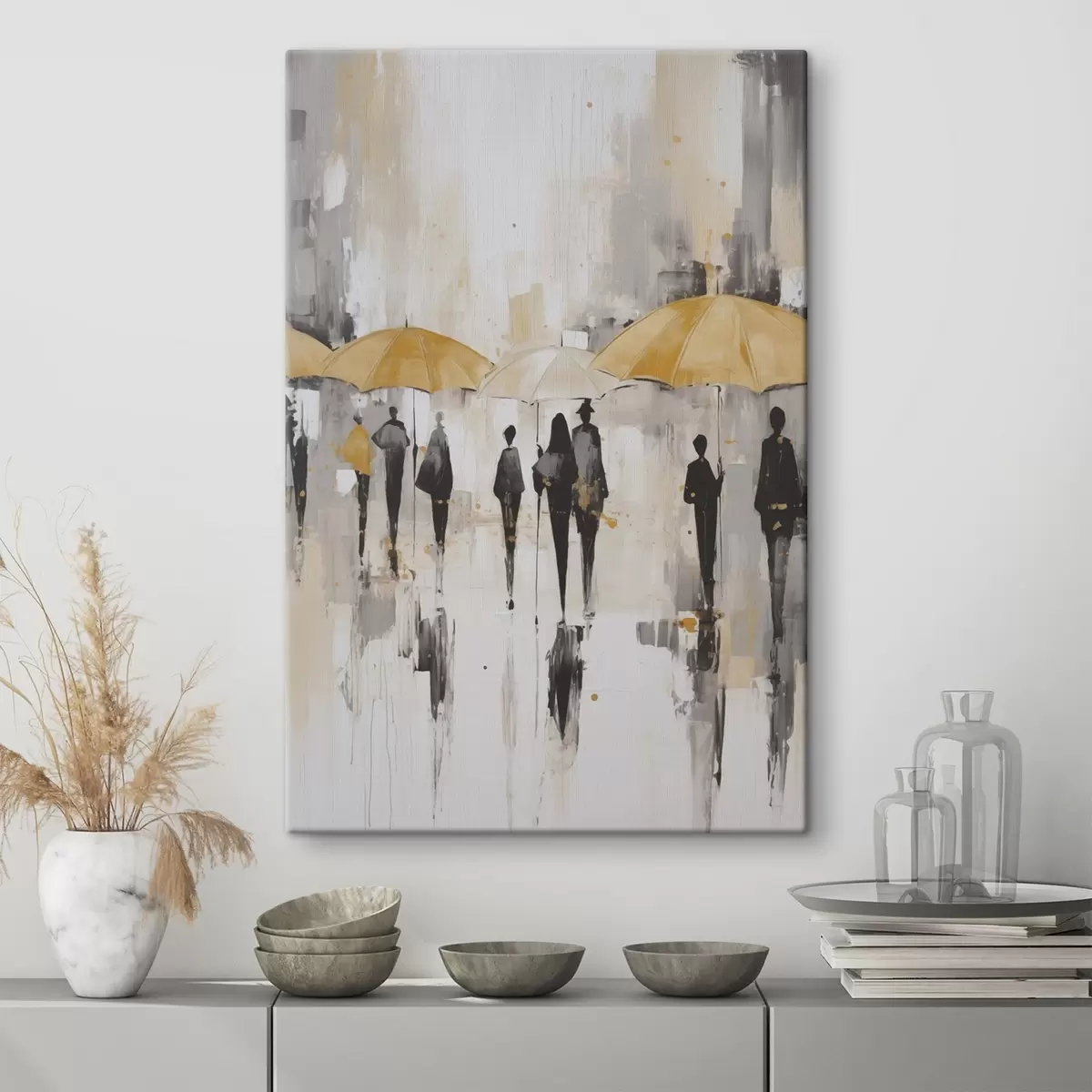Obraz Abstrakce lidí s deštníky Č. s46304