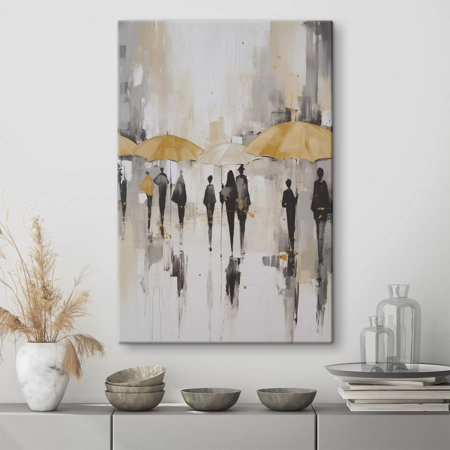 Obraz Abstrakce lidí s deštníky Č. s46304
