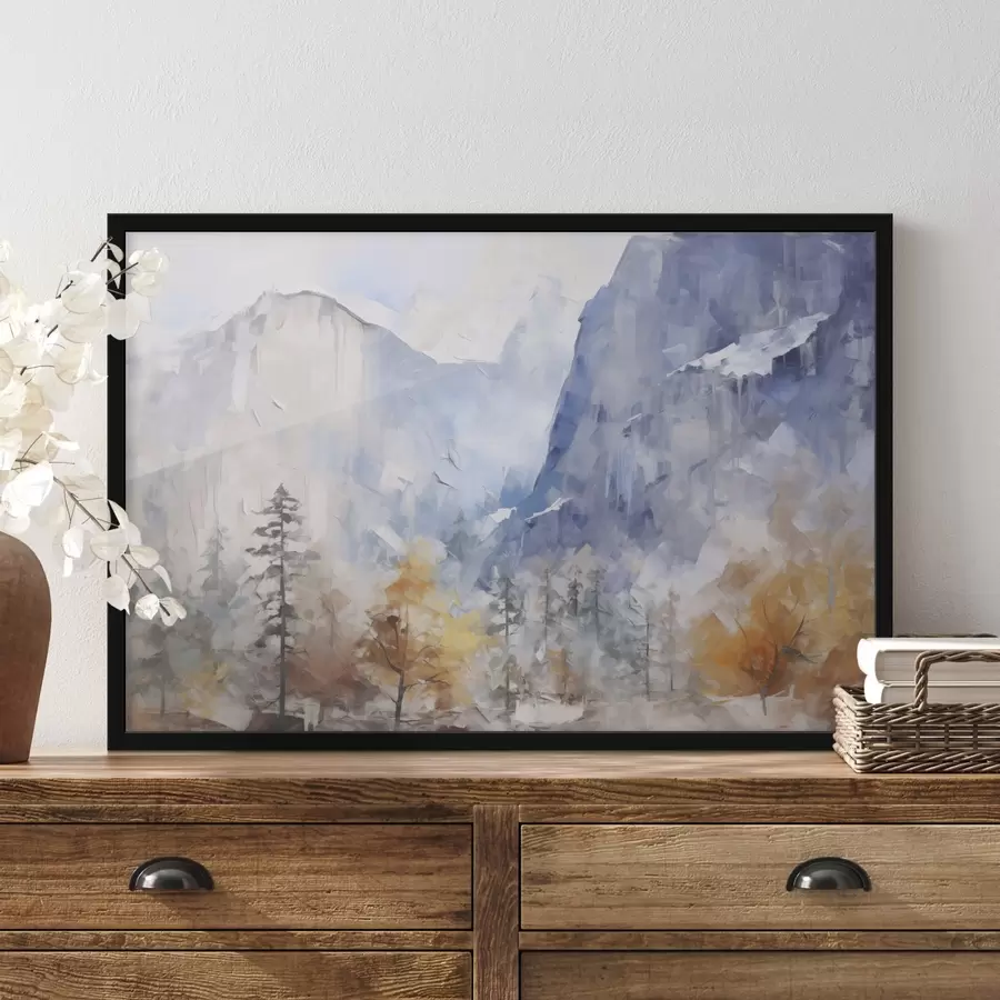 Fototapet Abstraktní krajina lesa před horami f46298