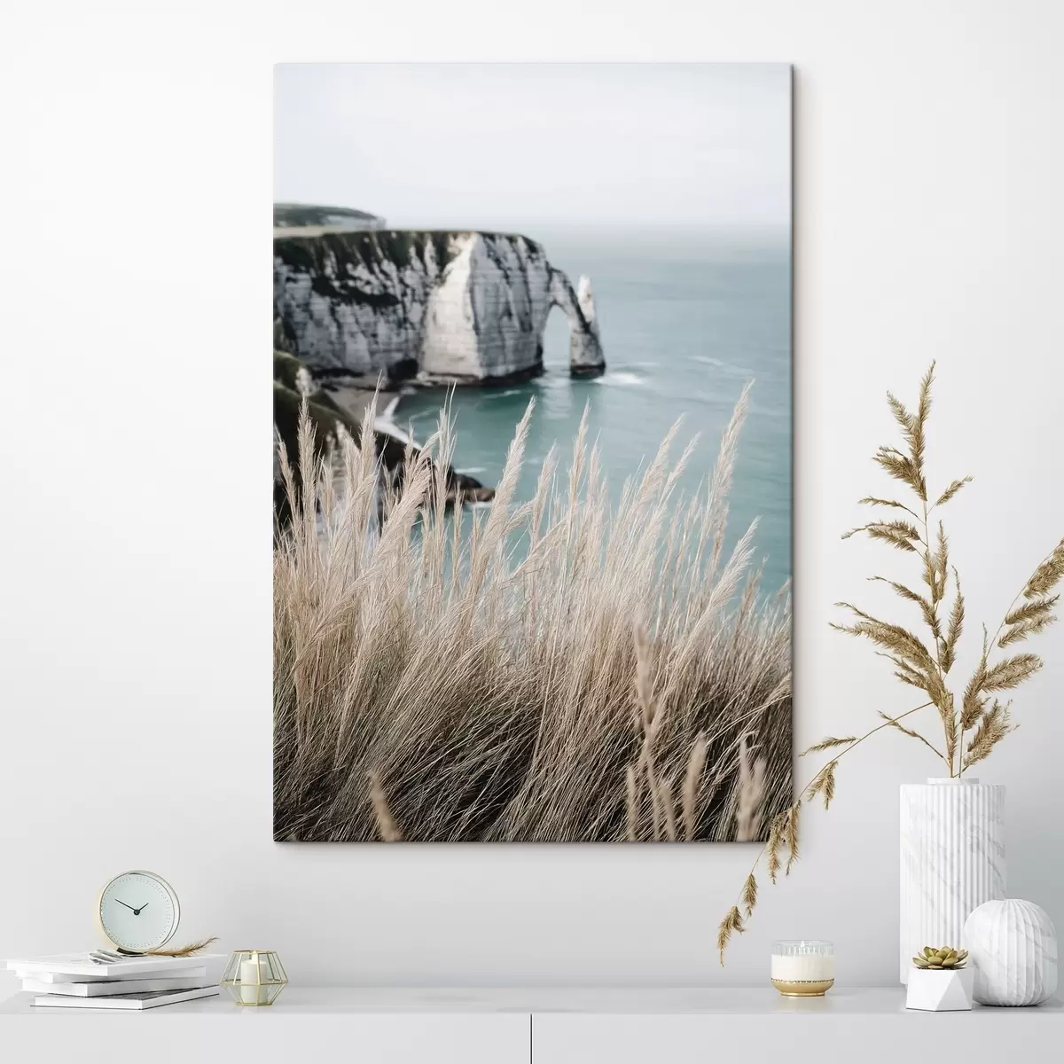 Obraz Moře a skalní oblouk, pohled skrz suché trávy Č. s46142