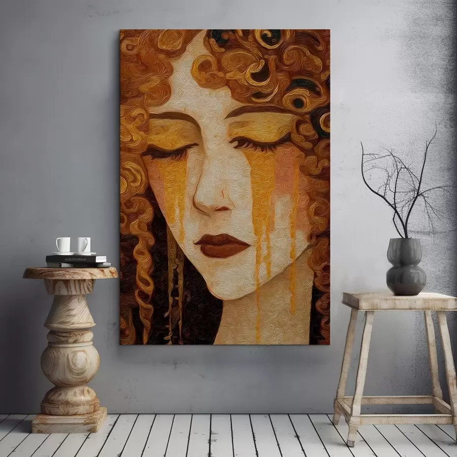 Obraz Portrét ženy s rudými vlasy a ozdobným make-upem Č. s46149