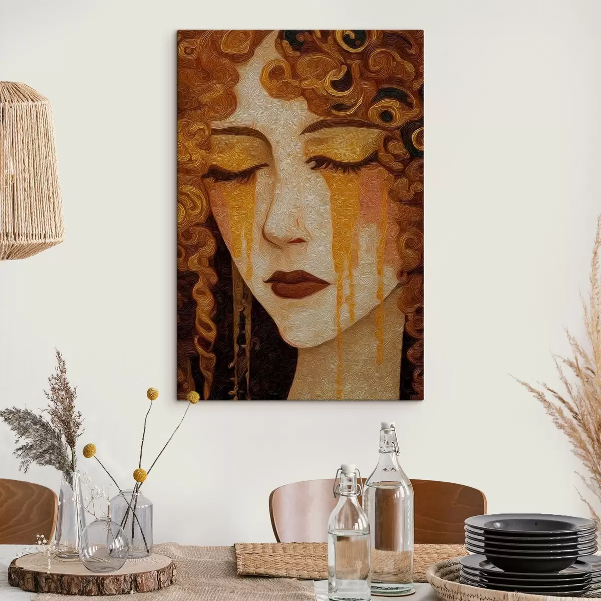 Obraz Portrét ženy s rudými vlasy a ozdobným make-upem Č. s46149