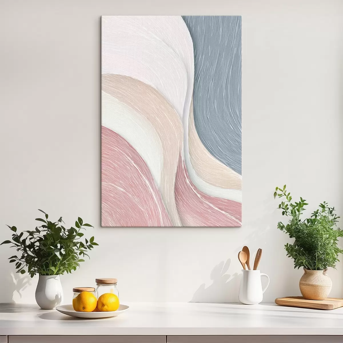 Obraz Světlé abstraktní vlny v bledě růžových a šedobílých odstínech Č. s46153