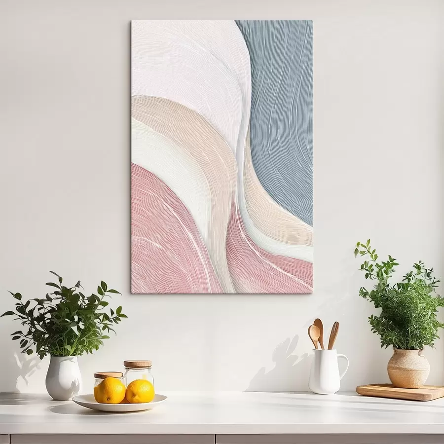 Obraz Světlé abstraktní vlny v bledě růžových a šedobílých odstínech Č. s46153
