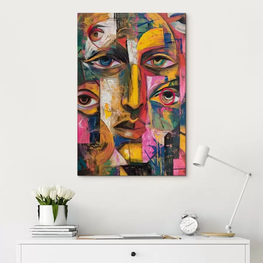 Obraz Abstraktní tvář s jasnými geometrickými tvary Č. s46175