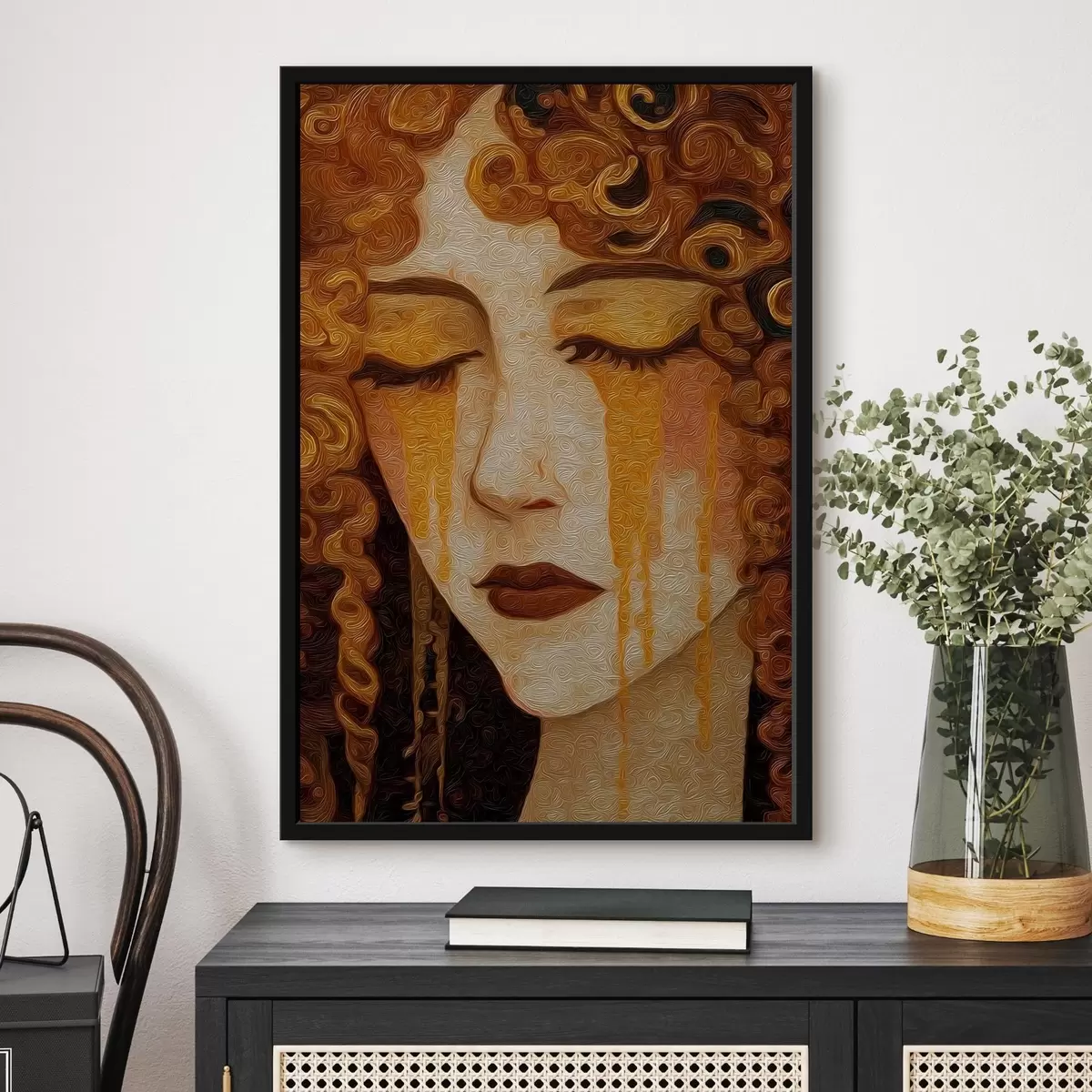 Poster Portrét ženy s rudými vlasy a ozdobným make-upem f46149