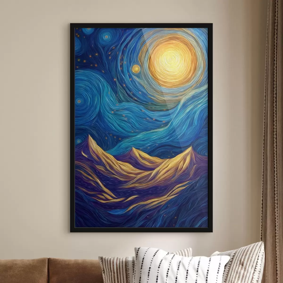 Poster Jasná hvězdná obloha nad vrcholky hor f46168