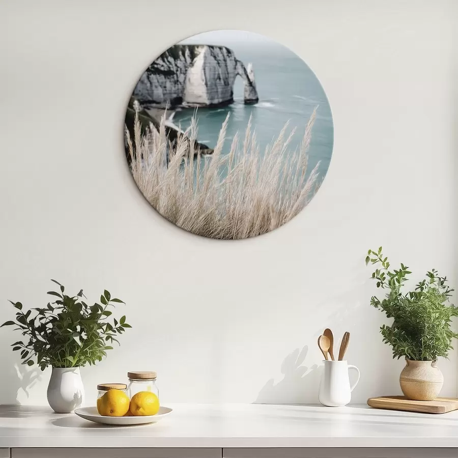 Obraz Moře a skalní oblouk, pohled skrz suché trávy Č. r46142