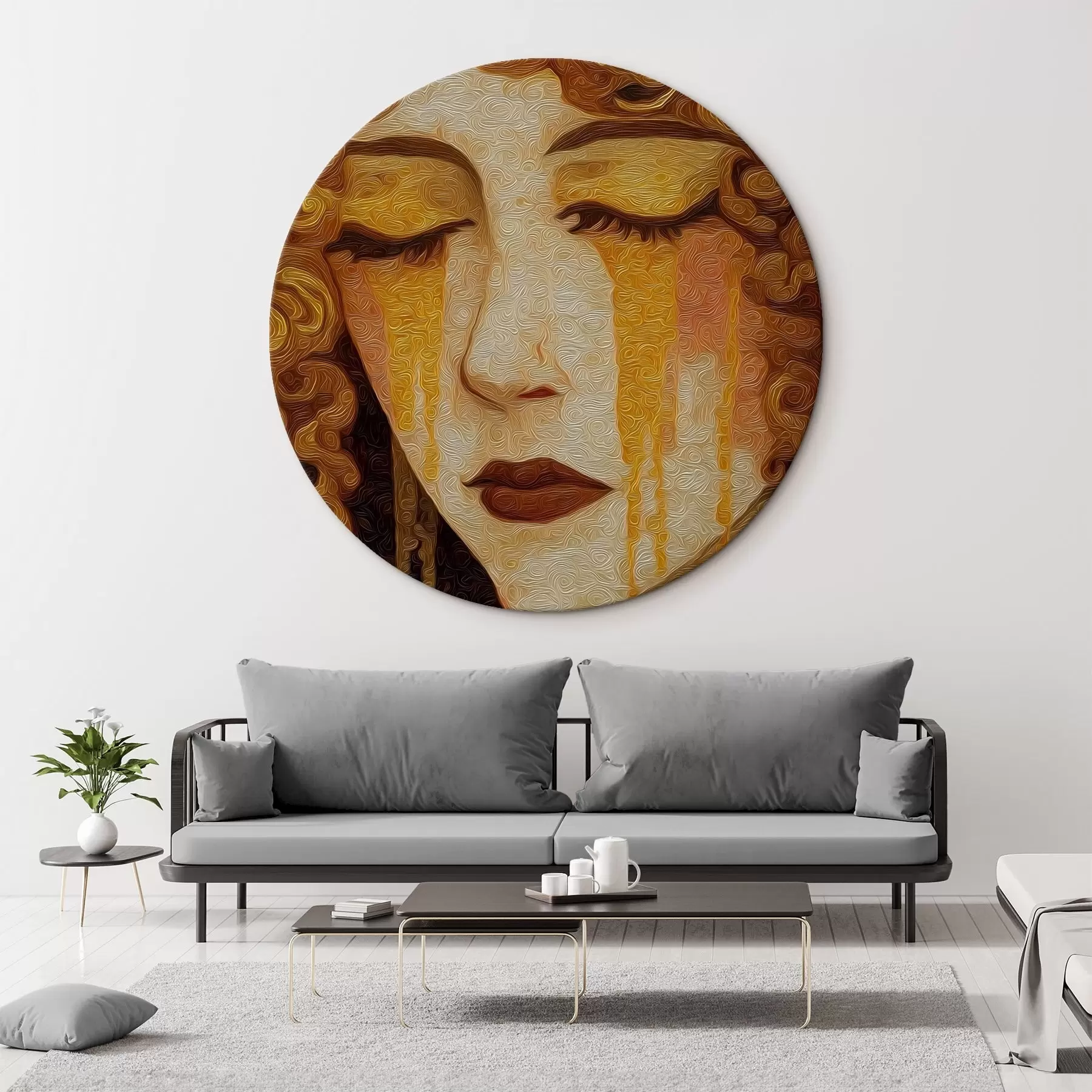 Obraz Portrét ženy s rudými vlasy a ozdobným make-upem Č. r46149