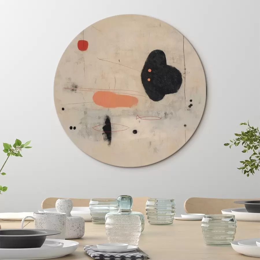 Obraz Minimalistická abstraktní kresba s černými a korálovými akcenty Č. r46159