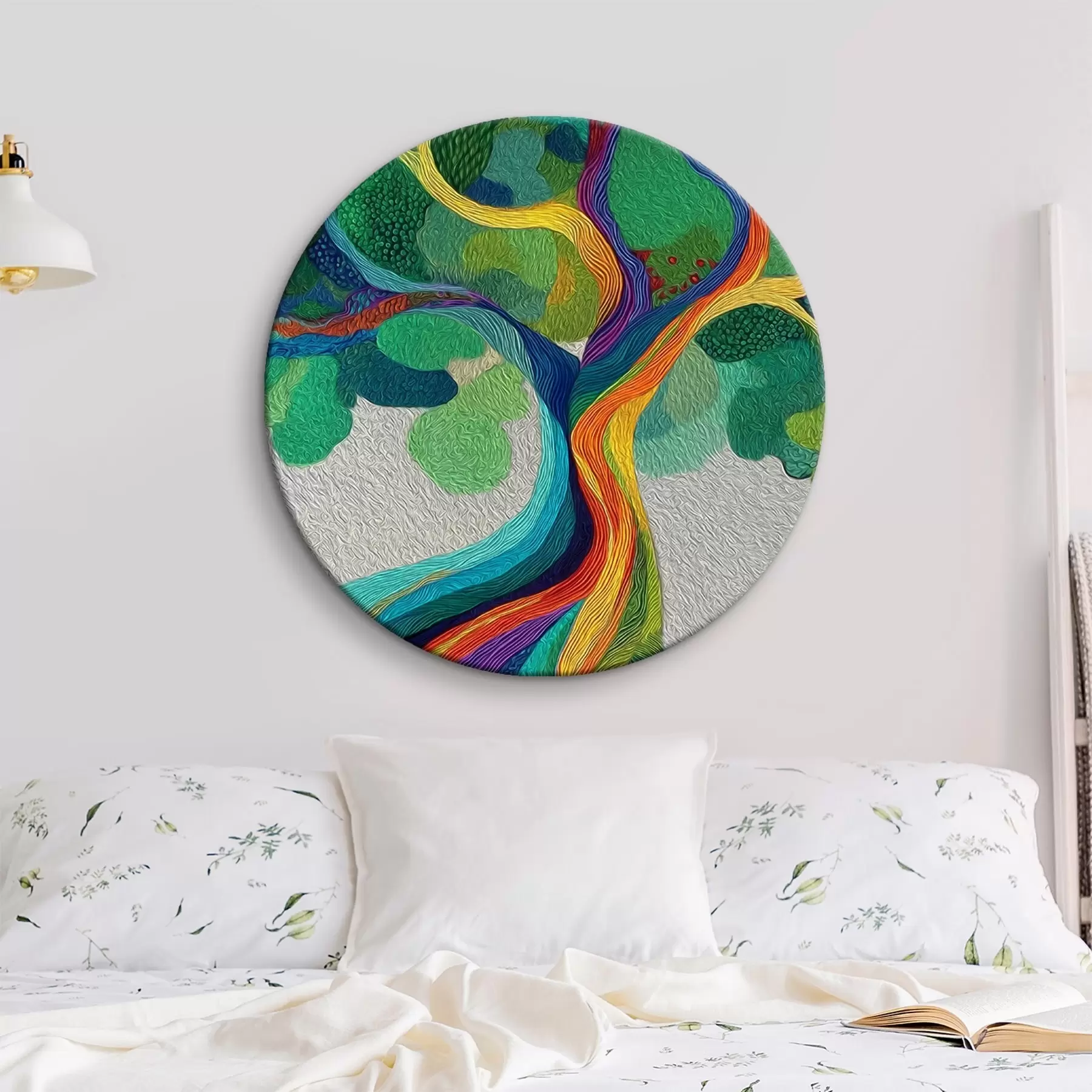 Obraz Strom s duhovými větvemi na zeleném pozadí Č. r46173