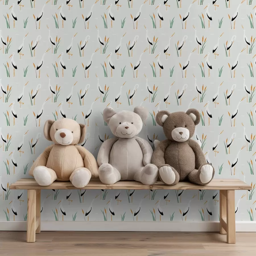 Fototapet Volavky mezi rákosím na světlém pozadí a00650v2