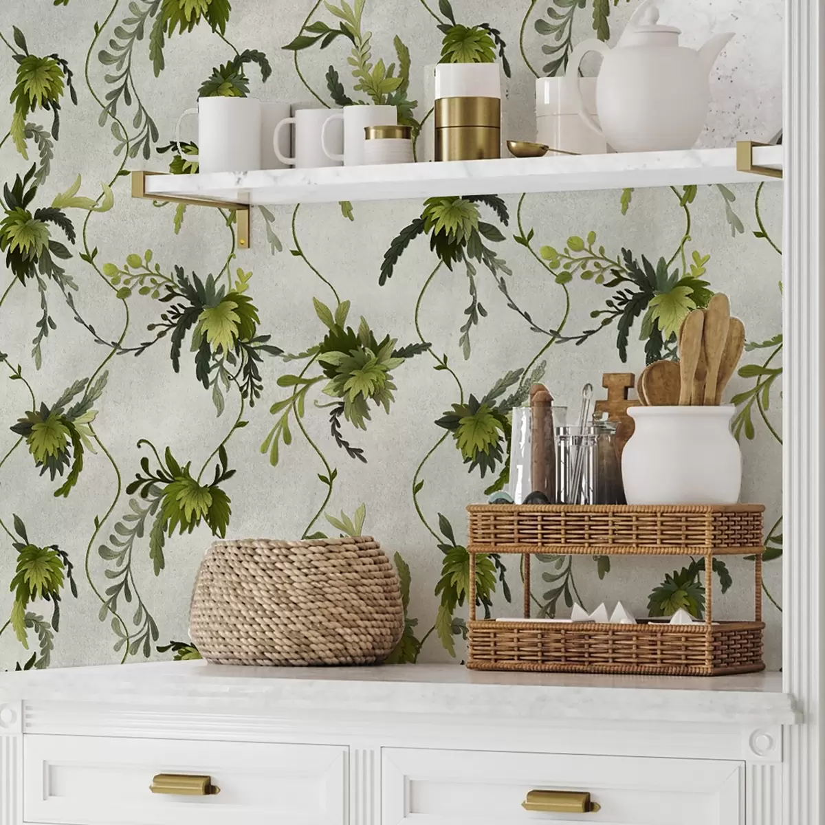 Tapety Lezení po větvích s listy na světlém pozadí a00806