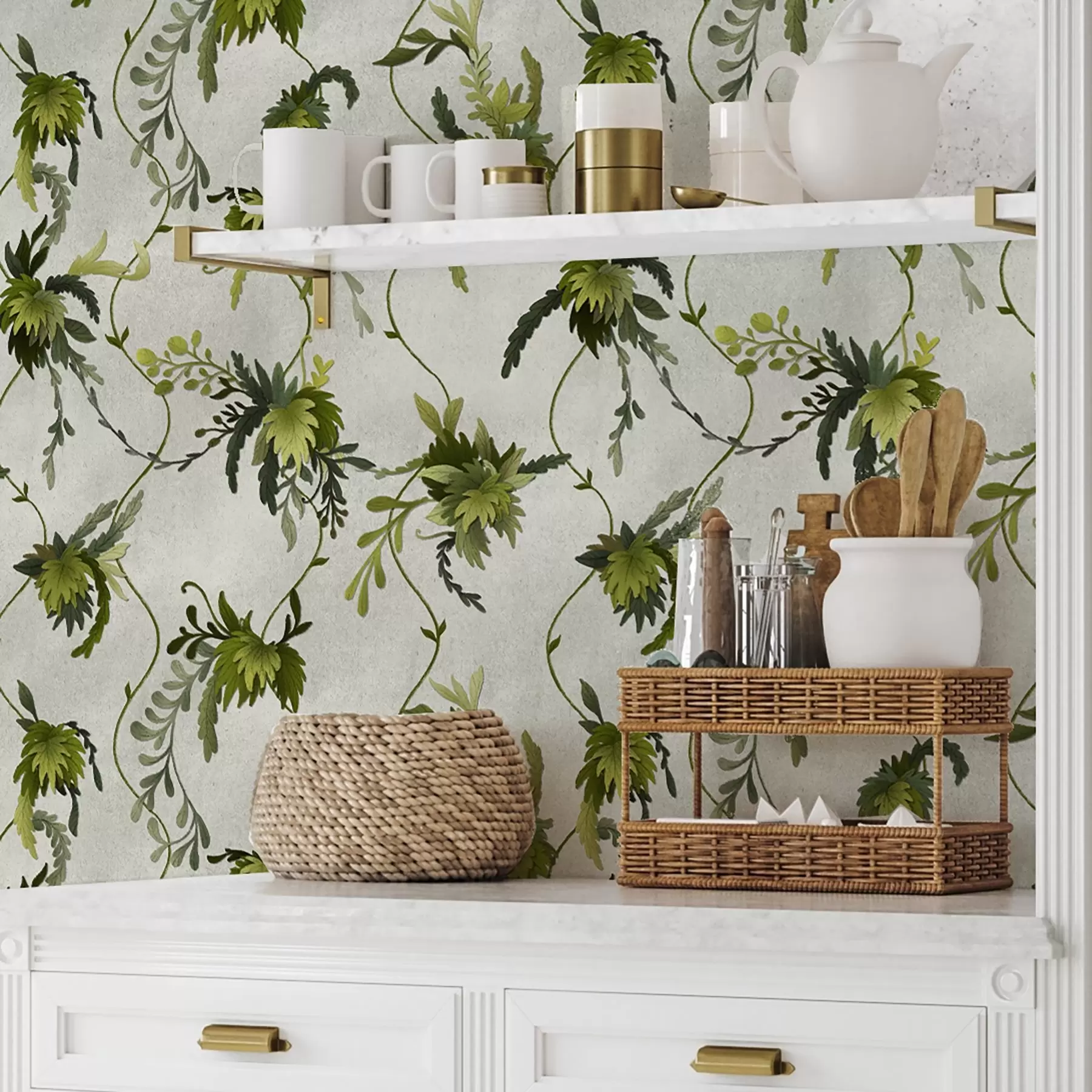 Fototapet Lezení po větvích s listy na světlém pozadí a00806