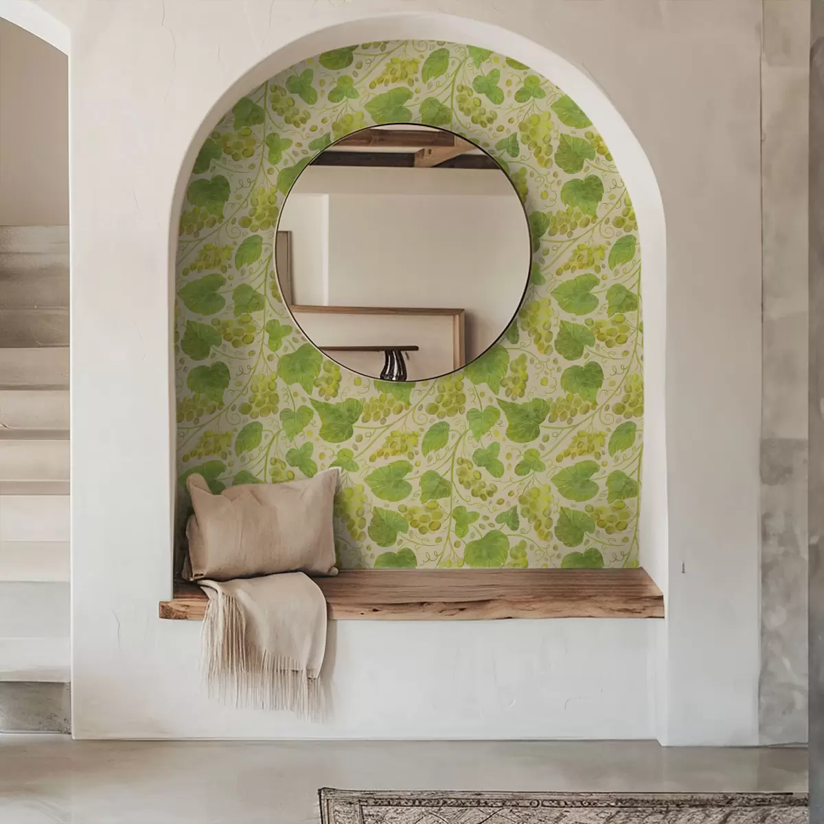 Tapety Hrozny a zelené listy na světlém pozadí a00834