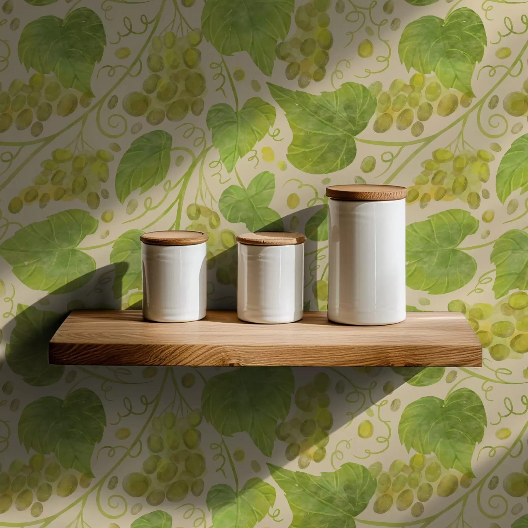 Fototapet Hrozny a zelené listy na světlém pozadí a00834