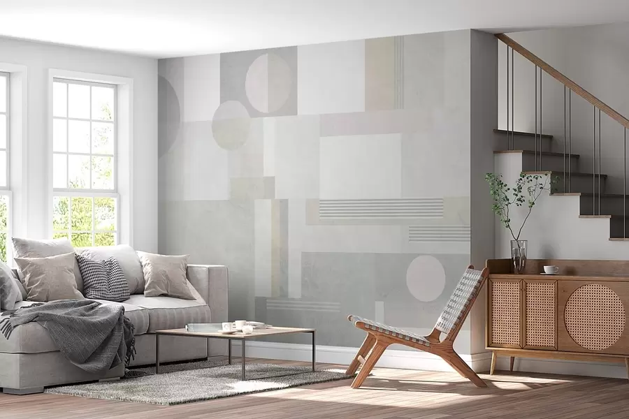 Fototapet abstraktní geometrie v šedých a béžových tónech w04635