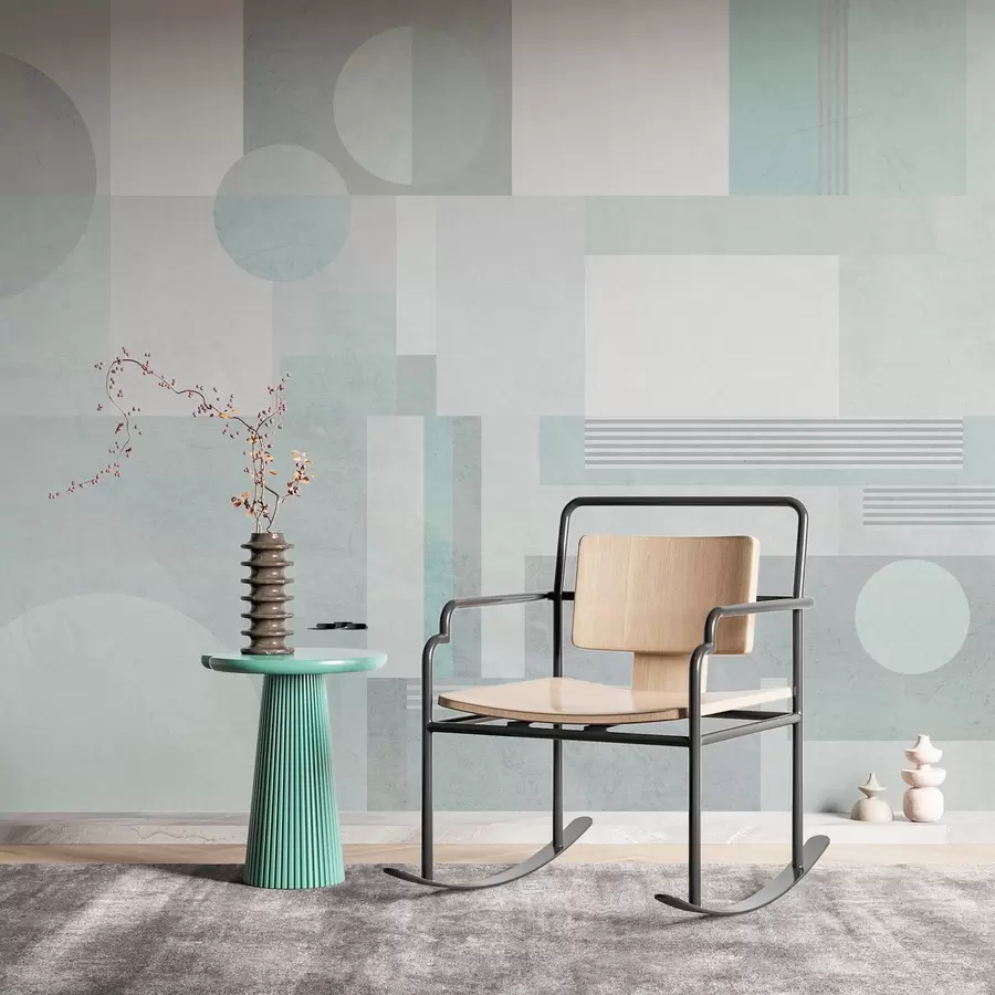 Fototapet abstraktní geometrie v šedozelených tónech w04635v3