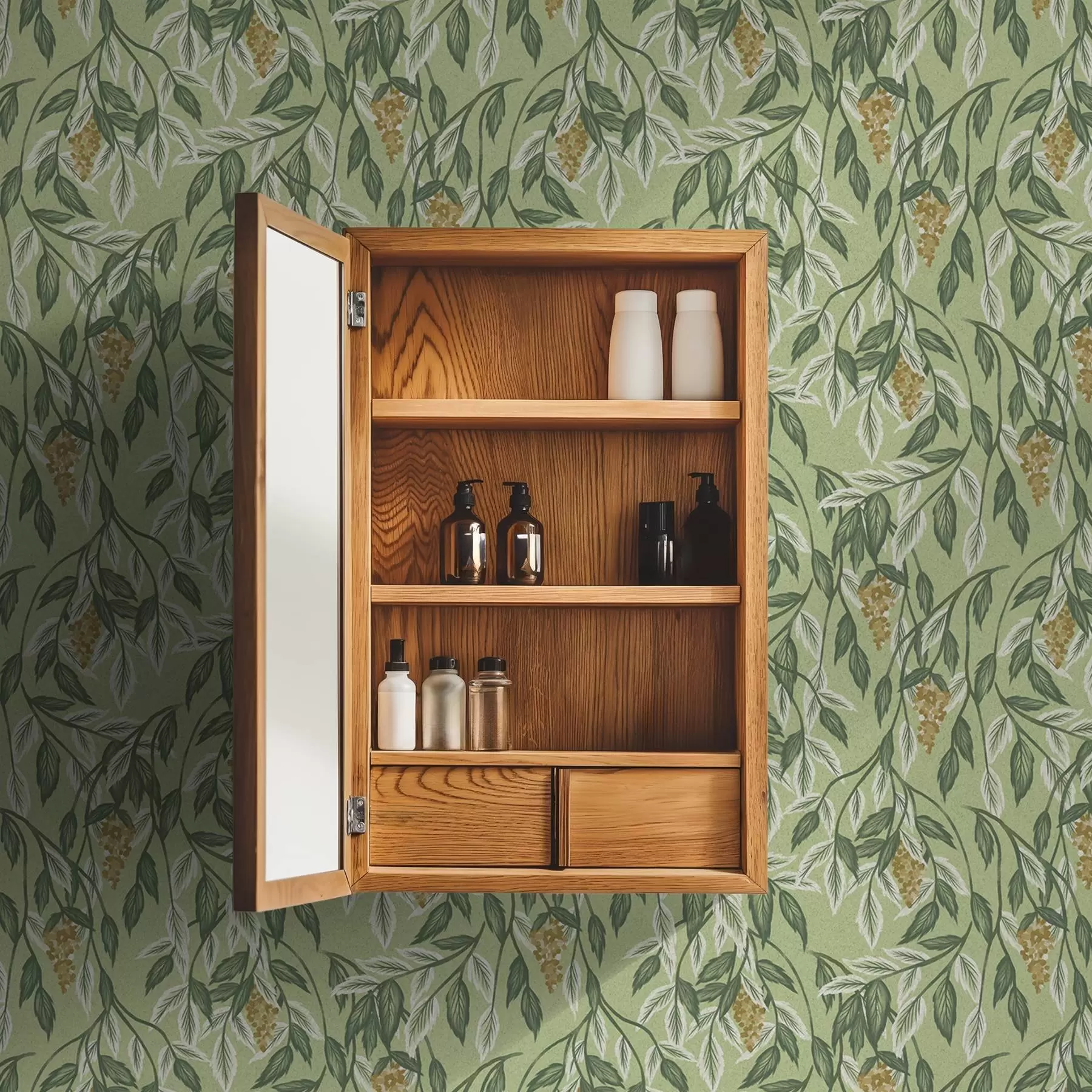 Fototapet Větve s hrozny bobulí na zeleném pozadí a00734